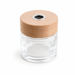 Frasco Difusor Vidrio Cristal Con Tapa De Madera Hera 150ml.